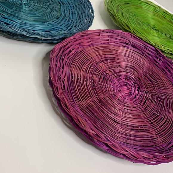 Boho Bundle | 6 Straw Discs Plates | 3 Color Decor | Table Kitchen Wall Decor - Picture 2 of 3